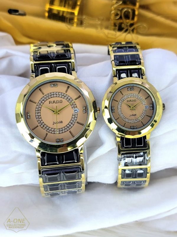 AA1 Two-Tone Rado Jubile Couple Watch – Date Just Steel Chain